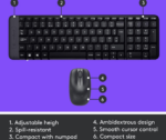 Logitech MK220 Wireless Keyboard and Mouse Combo (Black) - Image 3