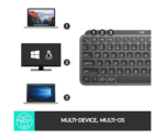 Logitech MX Keys Mini Minimalist Wireless Illuminated Keyboard, Compact, Bluetooth, USB-C, for Apple macOS, iOS, Windows, Linux, Android - Graphite - Image 2