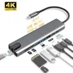 USB C Hub 8 In 1 Type C 3.1 To 4K HDMI Adapter